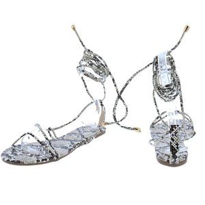 "Carol" Snake Wrap Strap Open Toe Flat Sandals